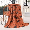 thumbnail image 2 of Halloween Cat & Bat Pattern Blanket,Comfortable Soft Flannel Throw Blanket,All Season,Warm Lightweight Blankets for Sofa Bed Couch Living Room Chair,50"x60", 2 of 4