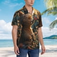 thumbnail image 3 of Balery Sunshine Butterfly Flower Bear Camisas hawaianas de manga corta para hombre, camisas playeras de corte holgado, camisas de vacaciones con botones,Small, 3 of 7