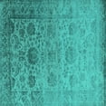 thumbnail image 1 of Ahgly Company Machine Washable Indoor Square Oriental Turquoise Blue Industrial Area Rugs, 6' Square, 1 of 4