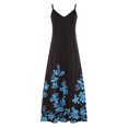 thumbnail image 4 of Rvkxad Summer Dresses for Women Under $10 V Neck Flowy Boho Dress Spaghetti Strap Floral A Line Beach Maxi Long Casual Summer Dresses Loose Sleeveless Sundress Black M, 4 of 5