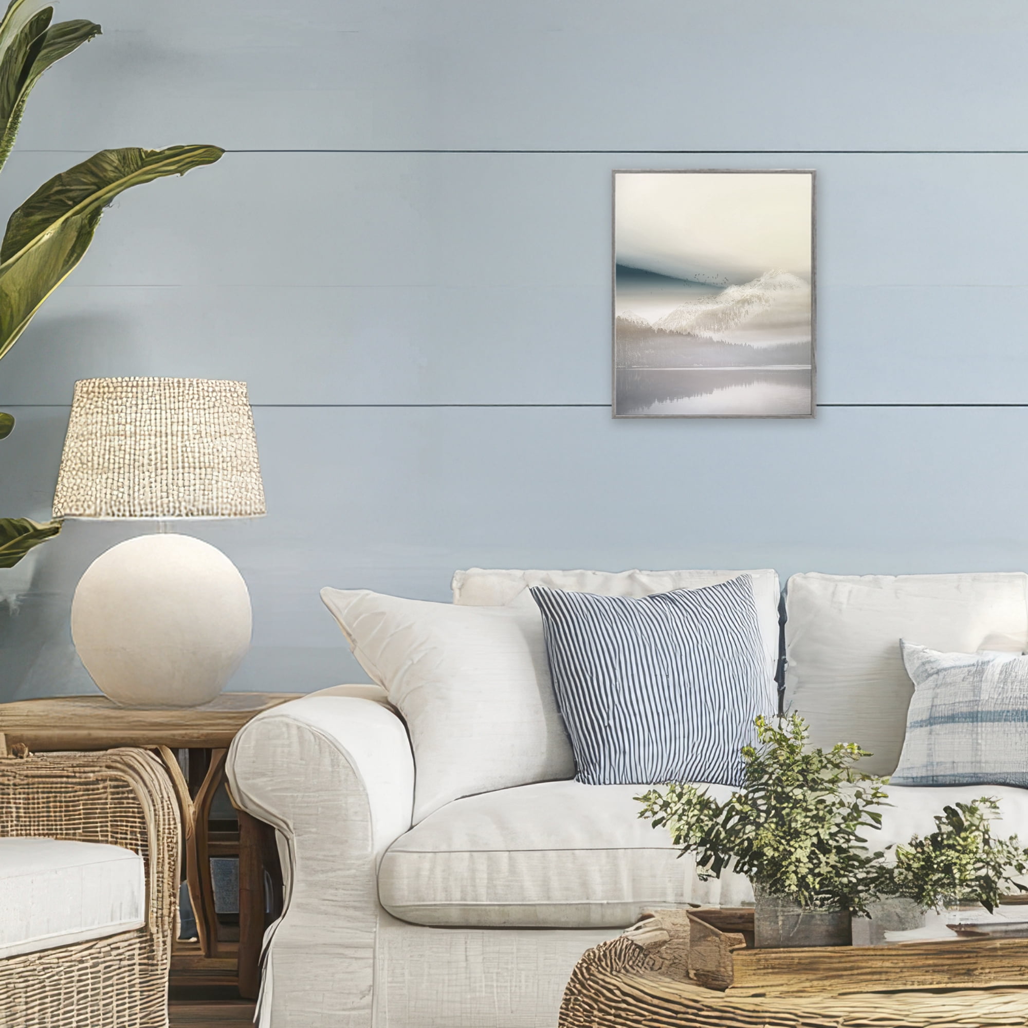 Stupell Industries Mountainous Vanilla Landscape Gray Framed Giclee Art, design by Gemma Bardot