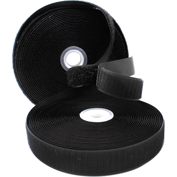 Sew On Hook and Loop Tape 1 Inch Black 10 Yards/roll (Black) Manufactured by