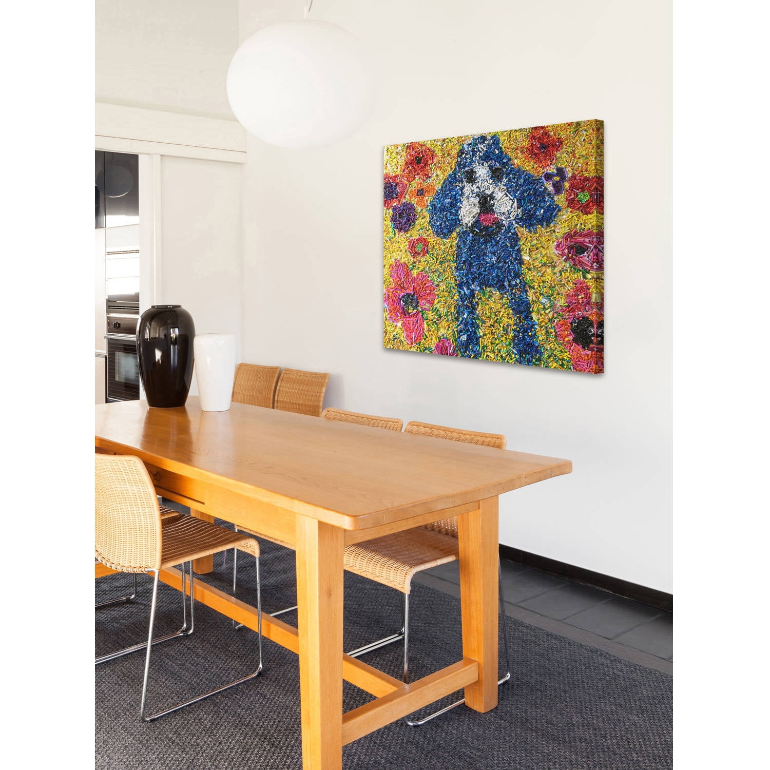 Marmont Hill "Crayon Collage Pup" by Michelle Rivera Painting Print on Wrapped Canvas