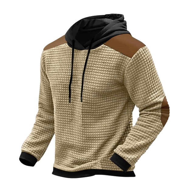 Sudadera con capucha para hombre, moda informal, deportiva, cuello alto, botones, patchwork, manga larga, jersey, sudadera, blusa, blusa para hombre