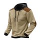 thumbnail image 1 of Sudadera con capucha para hombre, moda informal, deportiva, cuello alto, botones, patchwork, manga larga, jersey, sudadera, blusa, blusa para hombre, 1 of 5