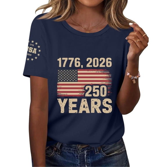 Women's 250th Anniversary Usa Shirt 4th Of July T-Shirt Flag Graphic Patriot Tee Patriot Tee Usa Flag Shirt Tops