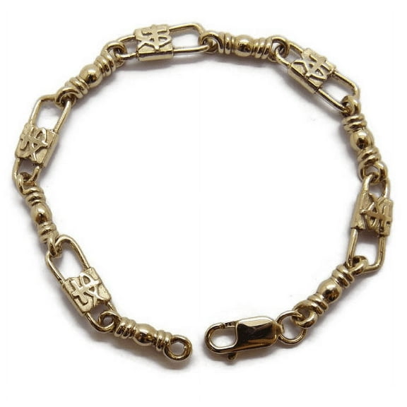 ACTS Bracelet Fishers Of Men 14K Gold MEDIUM LINK, Fish and Cross Design!!