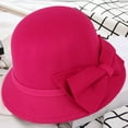 thumbnail image 3 of D-GROEE Women's Felt Fedora Hat Short Brim Vintage Classic Wool Bowknot Decor Lady's Round Dome Hat, 3 of 8