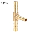 thumbnail image 3 of 10mm x 6mm x 10mm Brass Hose Reducer Barb Fitting Tee T-Shaped 3 Way Barbed Connector Air Water Fuel Gas 3 pcs, 6mm x 5mm x 6mm, 3 of 3