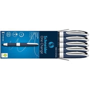 Schneider One Change Rollerball Pen, Refillable, 0.6 mm Ultra-Smooth Tip, Blue/White Barrel, Black Ink, Box of 5 Pens (183701)