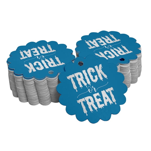 Inkdotpot Real Silver Foil Trick Or Treat Halloween Tags Favor Hang Paper Tags 100 Pieces