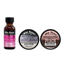 Mia Secret - Liquid Monomer 1oz   (Cover Acrylic Powder White Peony   Cover Acrylic Powder Peach) 0.5 oz. - COMBO
