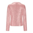 thumbnail image 5 of Caywon Women's Casual Long Sleeve Solid Color Sequin Top Blazer Jacket Stylish Sequin Detail Blazer for Parties Events and Casual Gatherings Versatile Jacket Pink XL, 5 of 6