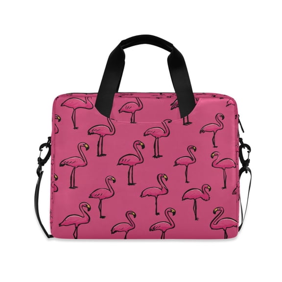 16" Laptop Briefcase, Detachable Anti-Slip Shoulder Strap, Multi-Compartment Work Travel Bag Seamless Pattern Of Pink Flamingos
