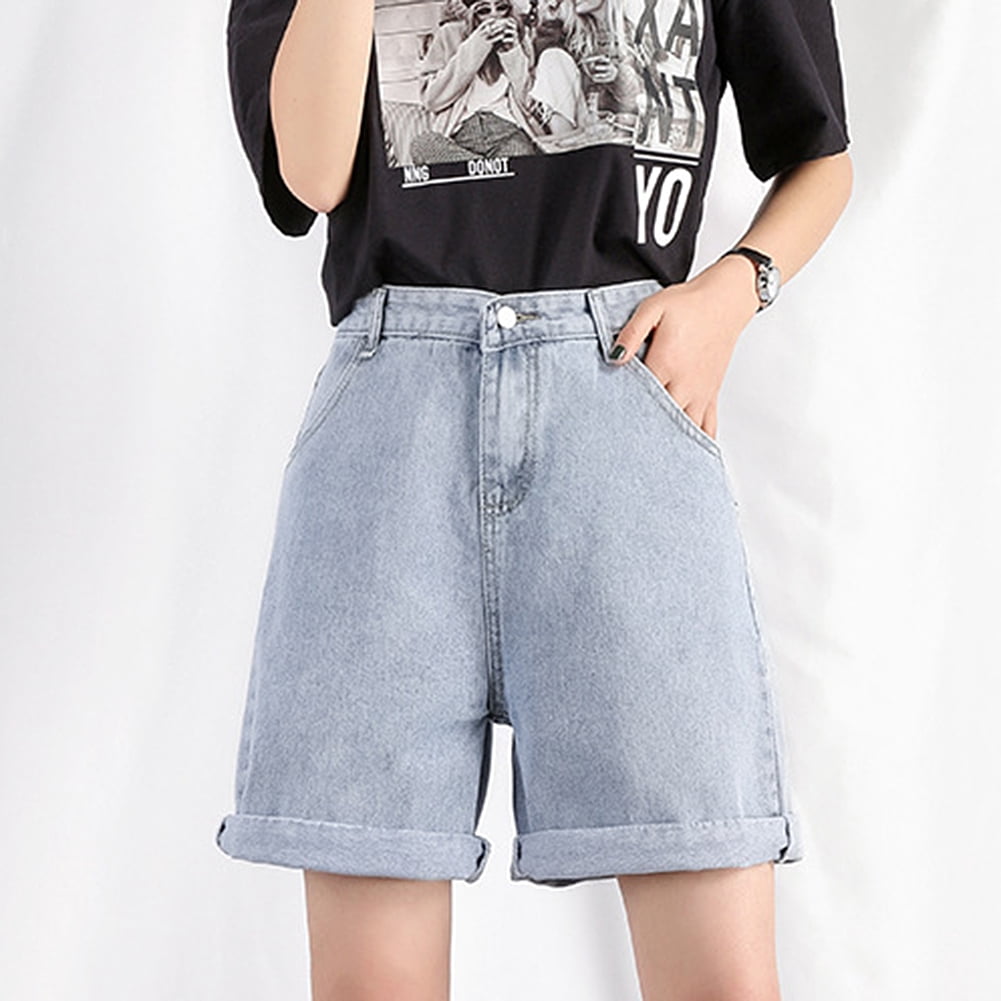 Women Pants Jeans Straight Denim Shorts 