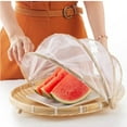 thumbnail image 4 of 2Pcs Food Serving Tent Basket Fly Skeeter Insecct  Bamboo Basket With Dish Mesh Cover Durable Container, 4 of 8