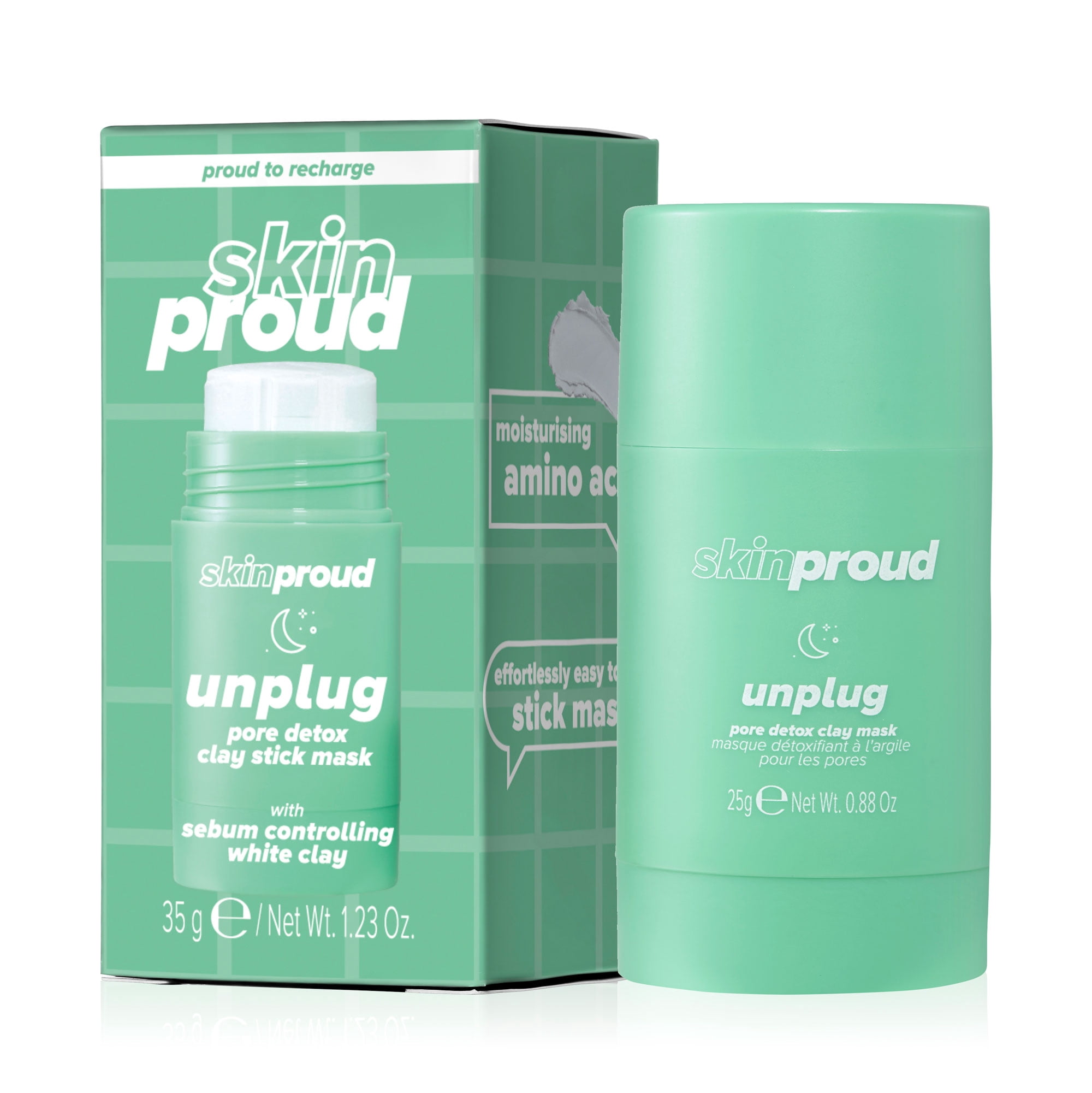 Skin Proud Unplug Pore Detox Clay AHA Stick Mask, For Blemish Prone Skin,1.23 oz