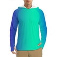 thumbnail image 2 of BiZtdJrK Men's Sun Protection Long Sleeve Hoodies Outdoor Lightweight Rash Guard Fishing Shirts Gradient Color Running Athletic Pullover with Thumb Hole, Mint Green, M, Winter Savings, 2 of 5