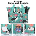 thumbnail image 2 of Tote Bag for Women - Border Collie Dog and Flower Florals Shoulder Bag - Large Utility Work Duffle Bag with Zipper Handbag for Travel, Work, Sprots, 2 of 5