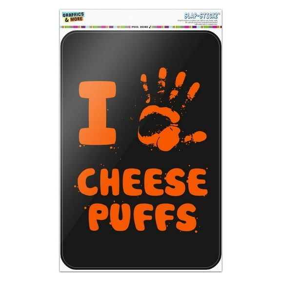 I Love Cheese Puffs Hand Print and Crumbs Funny Home Business Office Sign