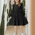 thumbnail image 6 of bbymog Dresses for Girls 10-12 Solid Color Fluffy Long Sleeve Layered Dress Girls Clothes Black 12 Years, 6 of 7