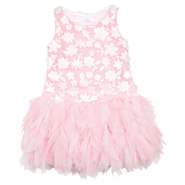 Biscotti Robe Rose pour Filles avec Jupe à Volants, Tailles 12M-12 - 18M