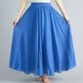 thumbnail image 2 of Womens Solid Color Half Skirt Elastic Waist A Line Skirt Long Half Skirt, Solid Color Sleeveless Full-Length Big & Tall Elastic Waist A-line Skirt Blue, 2 of 7