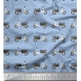 thumbnail image 1 of Soimoi Velvet Fabric Stripe & Scooter Transport Printed Fabric 1 Yard 58 Inch Wide, 1 of 4