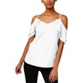 thumbnail image 1 of bar III Blusa de punto drapeado para mujer, blanca, grande, 1 of 1