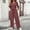 Wine, variant on Womens Jumpsuit Fall Long Sleeve V Neck Casual Loose One Piece Outfits Wrap Waist Pants Long Romper with Pockets