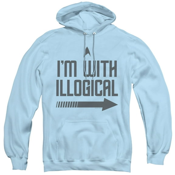 Star Trek With Illogical Adult Pullover Hoodie Sweatshirt Light Blue