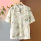 thumbnail image 3 of Camisa bordada de manga corta para mujeres de mediana edad y mayores de 40 años con estampado de estilo chino para madres, 3 of 4