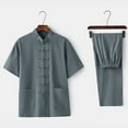 thumbnail image 3 of Chinese Style Short Sleeve Tai Chi Pure cotton Tang Suit Uniform for Men Suit Slim Fit One Button Suits for Men Men's And Linen Set 2 Piece Clothing Shirt Casual Set Long Sleeved Pants Set, 3 of 3