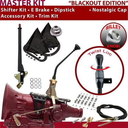 American Shifter 4L80E Shifter Kit Black 10 in. E Brake Cable Clamp Trim Kit Dipstick for EF5E4