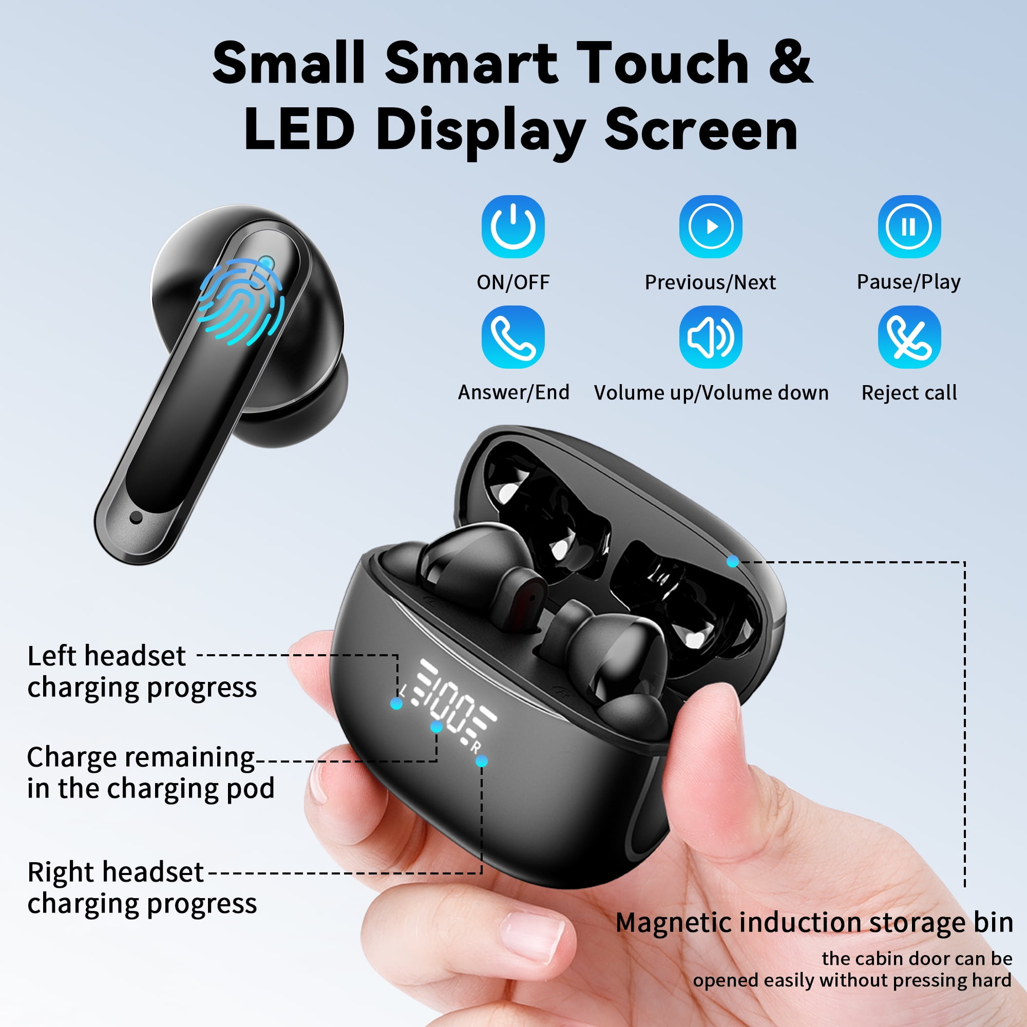 Bietrun Wireless Bluetooth 5.0 Earbuds Built in Mic Handsfree Talk Waterproof iPhone Android Compatible Walmart