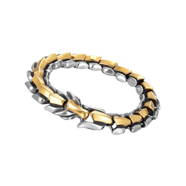 kurtrusly Gothic Punk Bracelet Titanium Steel Dragon Scale Bangle 7.48 inches Light Gold 7.48 Inch 1Set