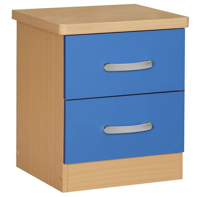 Better Home Products Cindy Table de Nuit à 2 Tiroirs en Faux Bois, Bleu
