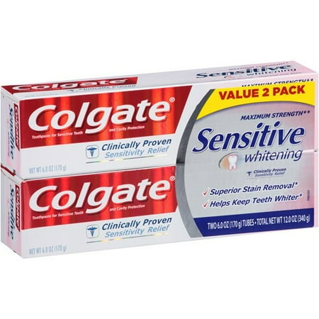 Colgate Sensitive Whitening Toothpaste, 6 Ounce, 2 Count - Walmart.com