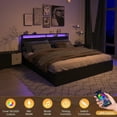 thumbnail image 3 of Miniyam King Size Bed with Storage Drawers, LED Lights, USB Charging Headboard for Teen, Black, 3 of 7