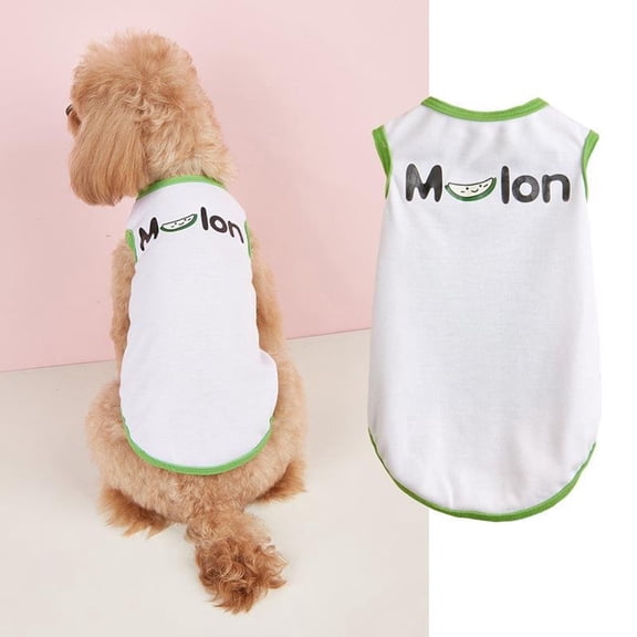 Pet Tank Top Wrinkle-Free Breathable Cotton Fruit Pattern Pet Shirt for Summer, Green, L