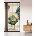 thumbnail image 2 of Window Privacy Film Sage Green Rooster Stained Glass Window Film Decorative Sun Block Window Cover Vintage Animals Wooden Watercolor Window Clings Static Adhesive Sticker for Bathroom 35.4"x78.7", 2 of 7