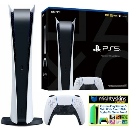Sony PlayStation 5 PS5 Digital Edition Version Video Game Console w/ Mightyskins Custom Skin Code Voucher - Bundle