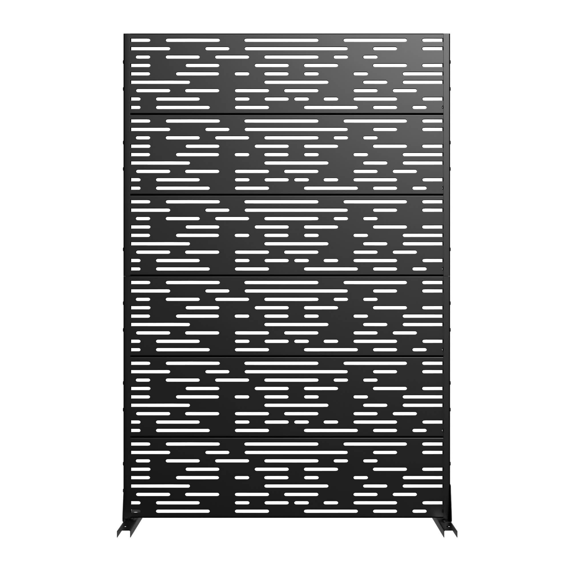 MAYEERTY 72x47x16 Inch Black Light B-Shaped Galvanized Steel Privacy Screen, 6 Piece Set for Outdoor Street