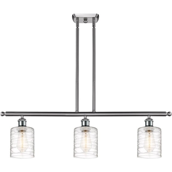 516-3I-SN-G1113 Innovations Lighting Cobbleskill - 3 Light Island In Art Nouveau Style-10 Inches Tall and 36 Inches Wide-Brushed Satin Nickel
