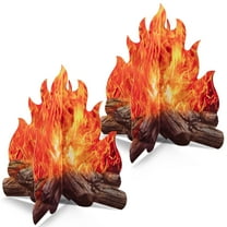 Novelty Place 2 Pcs Fake Fire Cardboard Decoration Set, 3D Paper Flames Centerpiece Campfire, Perfect for Camp Christmas Party Decoration - 12 X 11 Inches