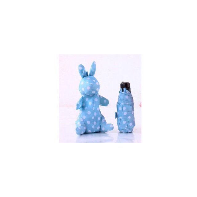 Compact Folding Umbrella,Cute Rabbit Art Smiling Dog,Easy Carrying Travel Rain Umbrella, Blue