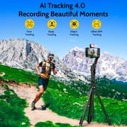 AOCHUAN 3-Axis Gimbal Stabilizer for iPhone & Android w/RGB Light, Handheld Phone Gimbal for Video Recording w/AI Tracking,1/4 Thread, Extendable Tripod, Padded Carry Bag(Smart X Complete Combo1)