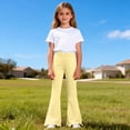 thumbnail image 4 of Ynynloco Women's Casual High Waist Ruffle Flare Pants Casual Scalloped Hem Wide Leg Solid Stretchy Bell Bottom, 4 of 9