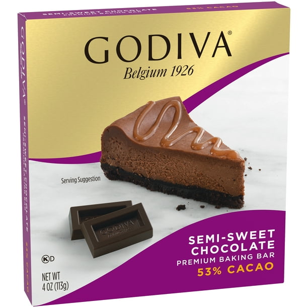 GODIVA Semi Sweet Chocolate Premium Baking Bar, 4 oz Box