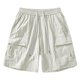 thumbnail image 1 of Pantalones cortos cargo para hombre: cintura elástica con cordón, entrenamiento atlético, mezcla de algodón, múltiples bolsillos, tallas L-XXXXL, 1 of 3